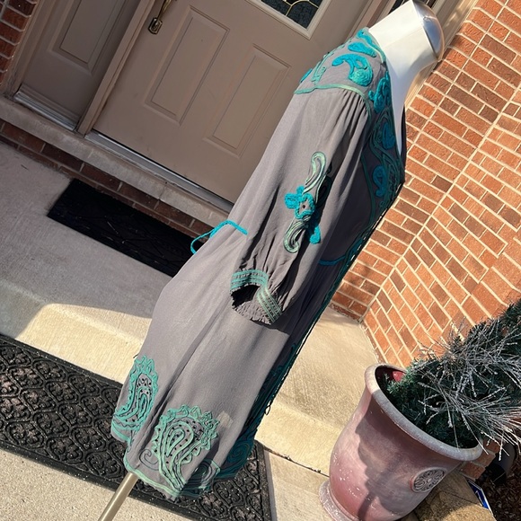 Nanette Lepore grey and teal  dress size 6, - Picture 10 of 12